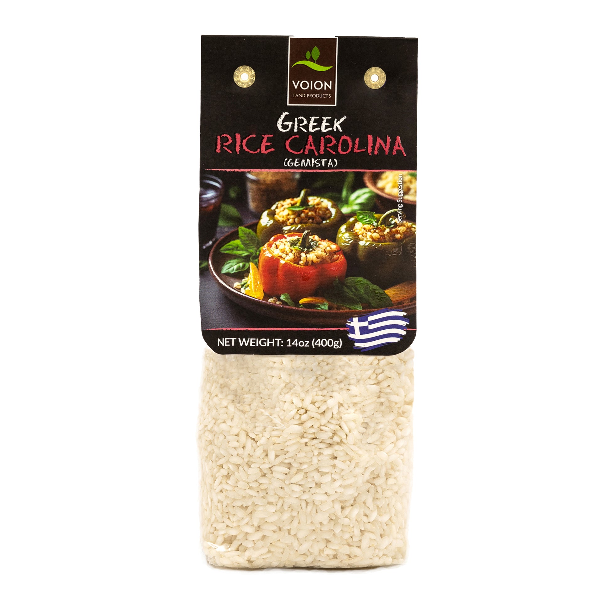 Bag of Voion Greek Rice Carolina with a white background