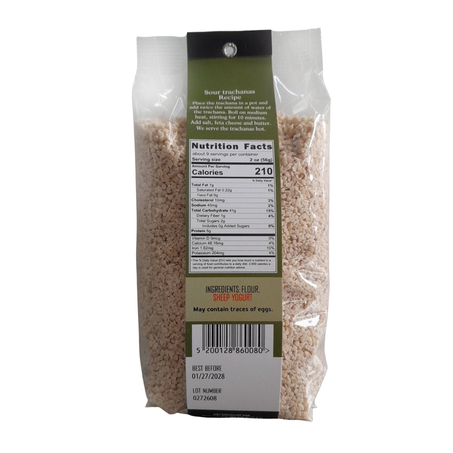 Package of ground flaxseed with nutrition label on a white background