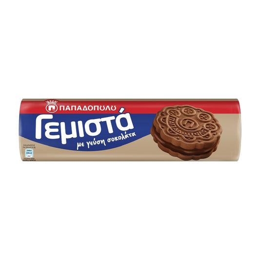 Roll of cookies with brand name on a white background