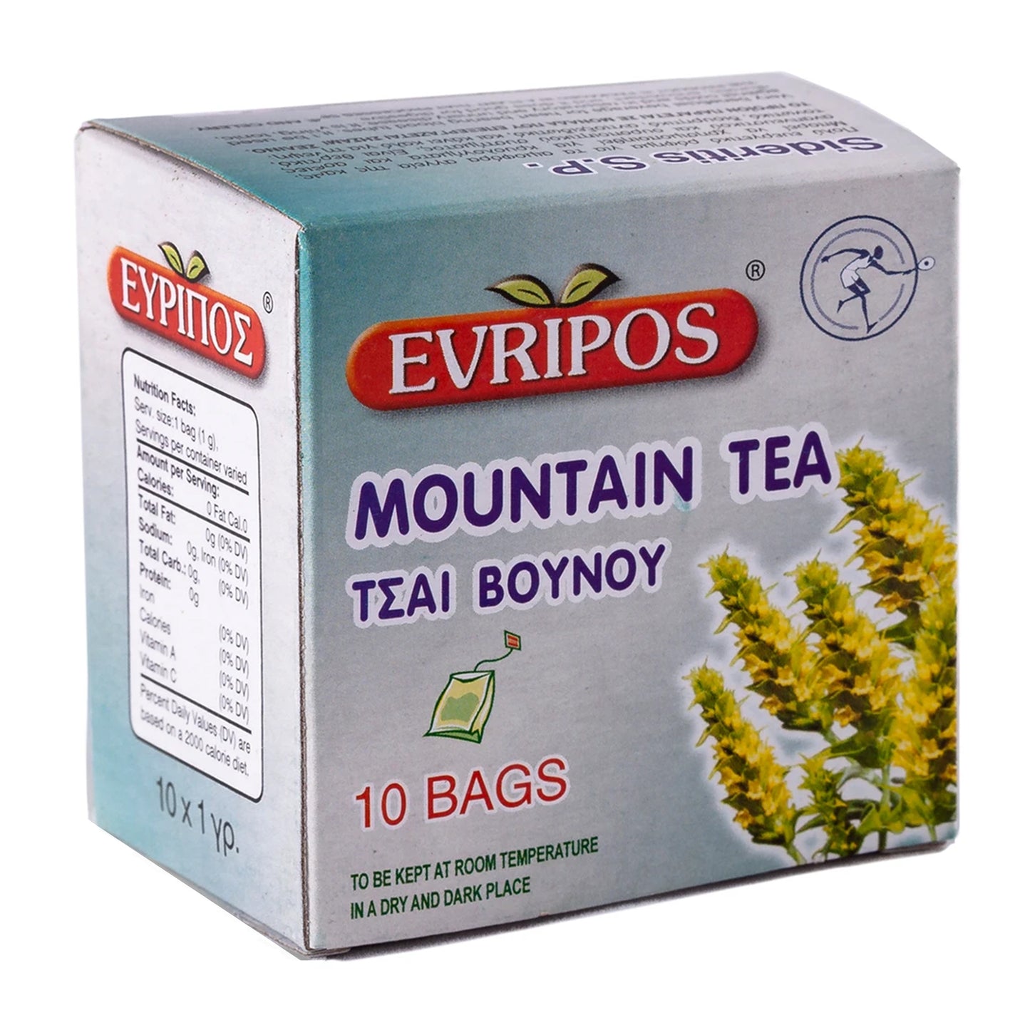 Evripos Mountain Tea – Greek Herbal Tea Bags, 10 Count