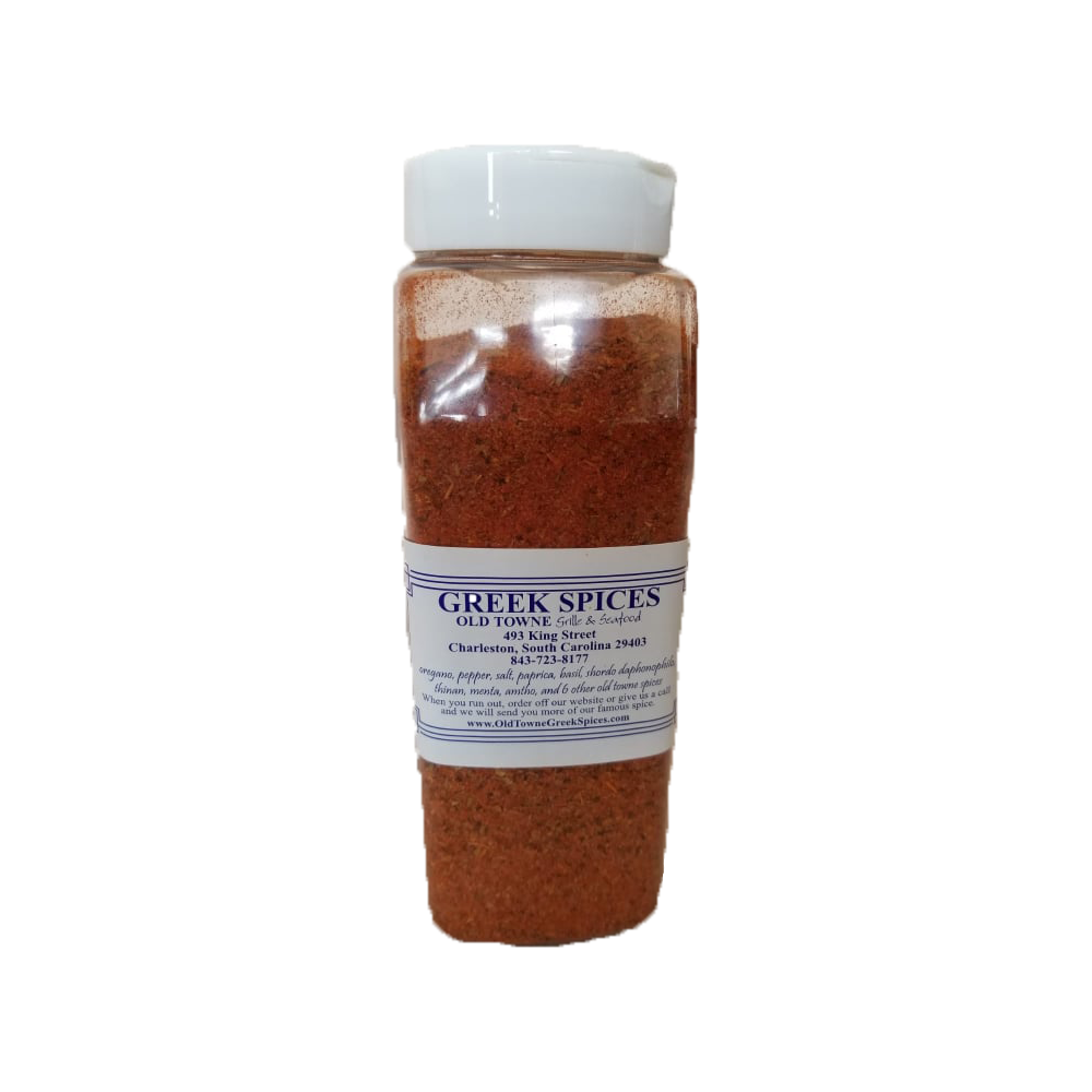 Jar of Greek Spices on a white background