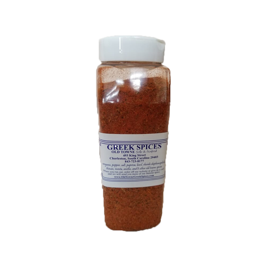 Jar of Greek Spices on a white background